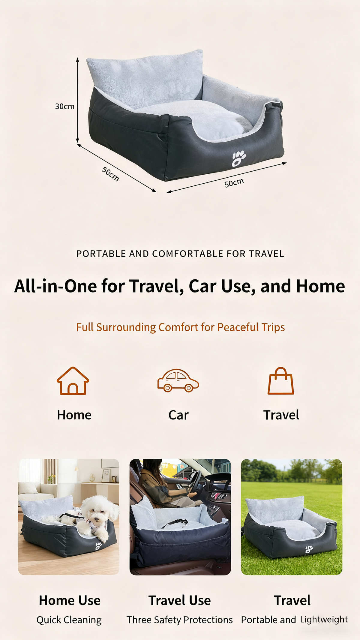 Simple And Comfortable Pet Car Bed